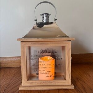 Wooden Lantern with Silver Top